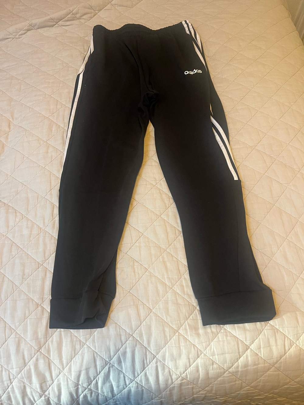 adidas Black Joggers with White Side Stripes -Men’s